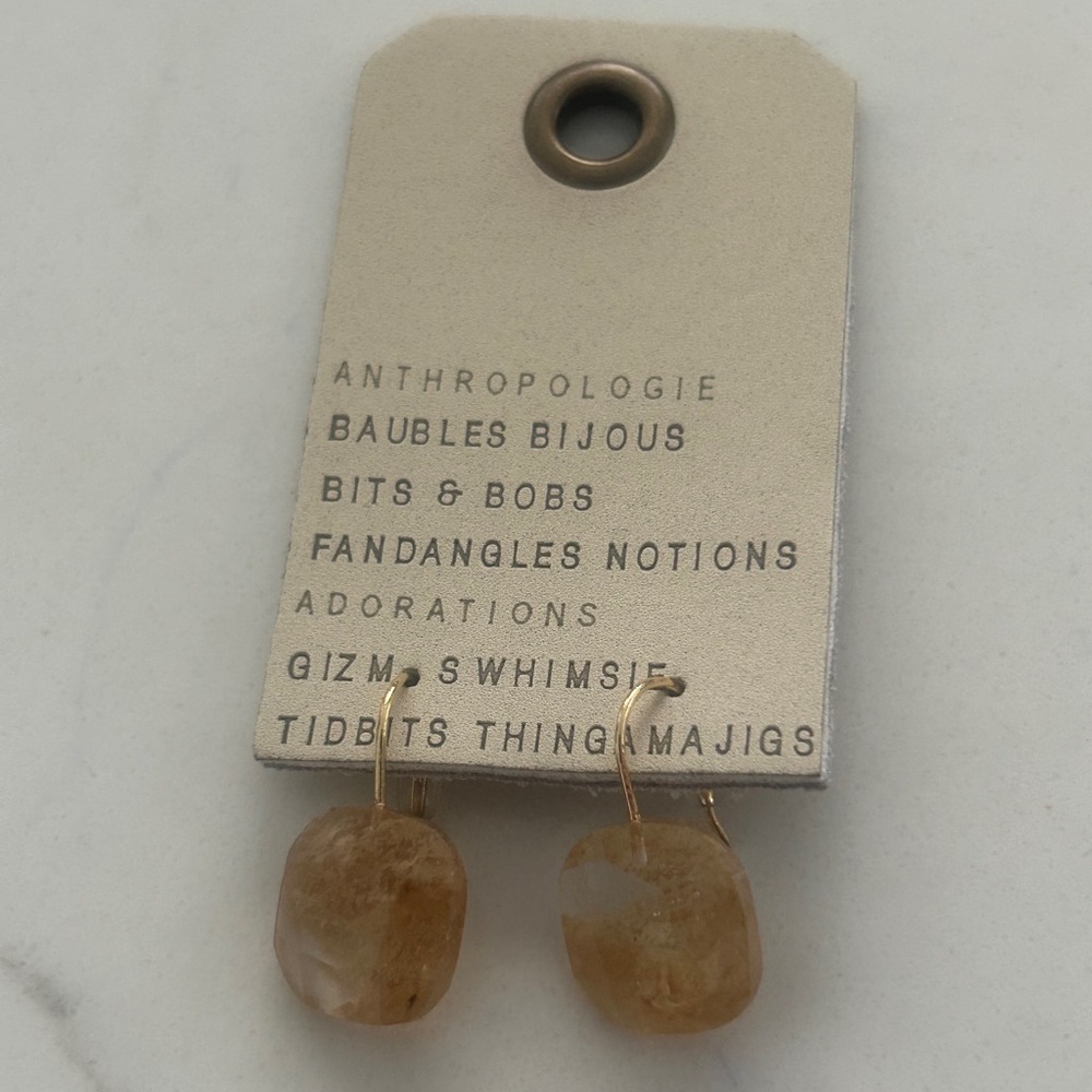 Anthropologie Golden Citrine Faceted Drop Earrings